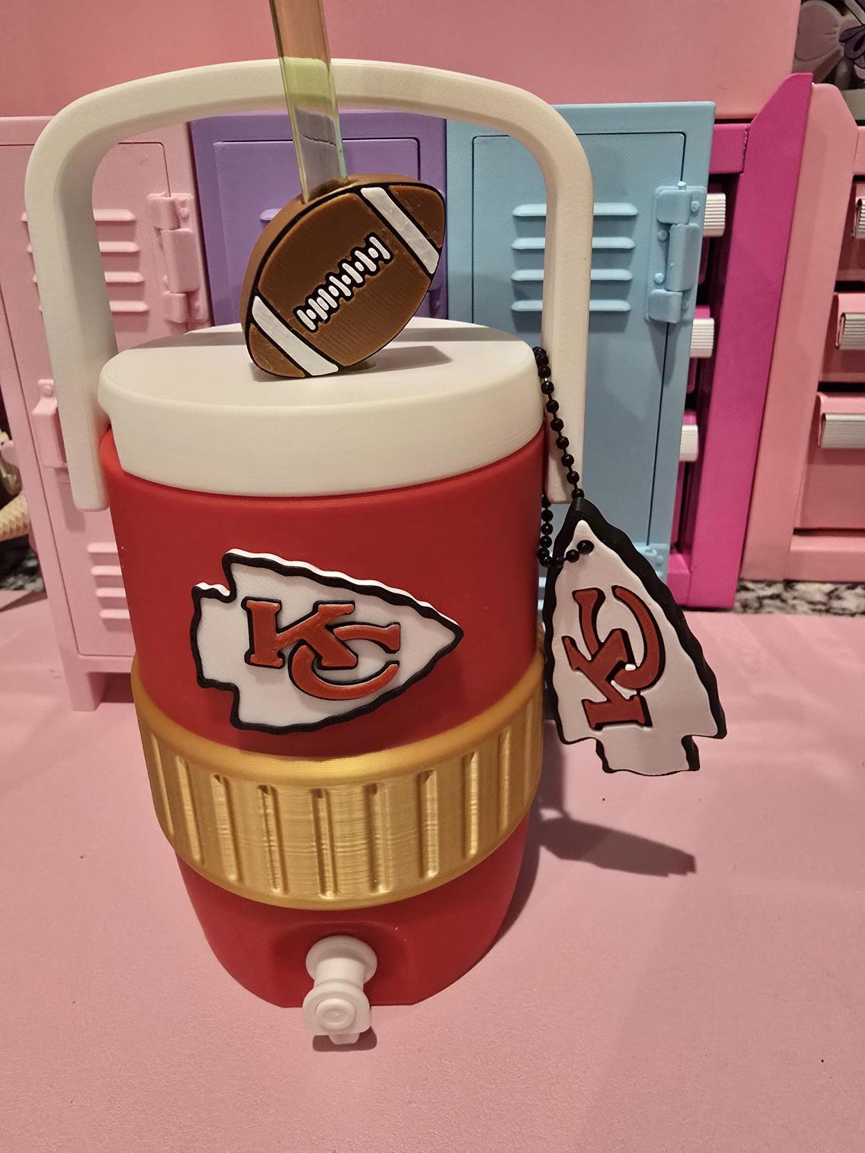 Kansas City Chiefs Can Koozie with Straw Topper & Can Opener Keychain