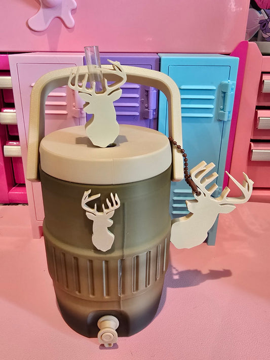 Hunting Can Coozie with Straw Topper & Tab Opener Keychain | Deer Camo Drink Holder