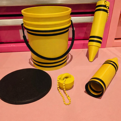 Mini Crayon Bucket & Crayon Keychain Set | Cute Desk Organizer | Teacher Gift | Kids Storage | 3D Printed Crayon Holder
