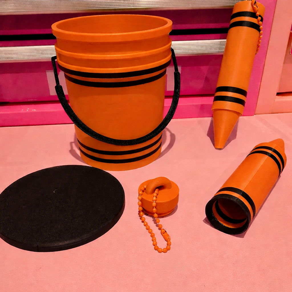 Mini Crayon Bucket & Crayon Keychain Set | Cute Desk Organizer | Teacher Gift | Kids Storage | 3D Printed Crayon Holder