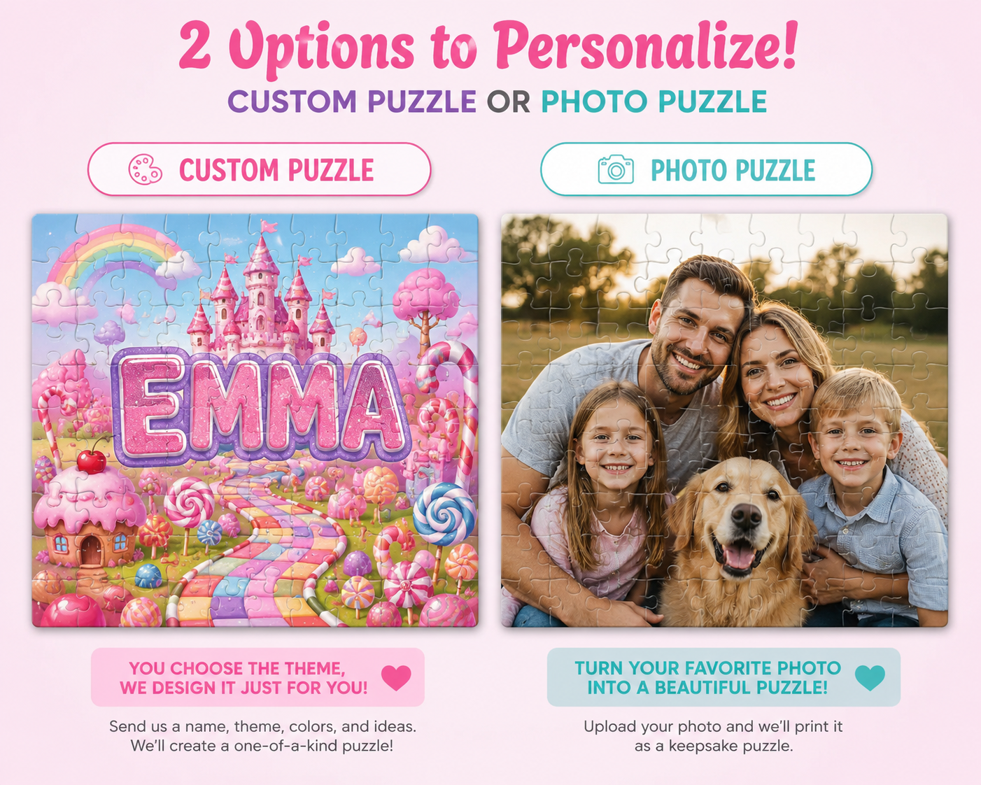 Personalized Puzzle Gift Set, Custom Name Puzzle, Photo Puzzle, Kids Birthday Gift, Baby Shower Gift, Wedding Gift, Storage Box (Copy)