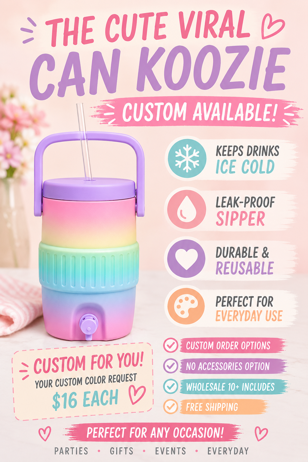 Custom Koozie Order Request Wholesale - No Accessories