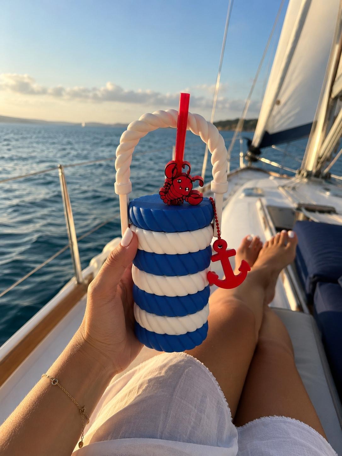 Boat Theme Can Cooler/Holder & Anchor Keychain