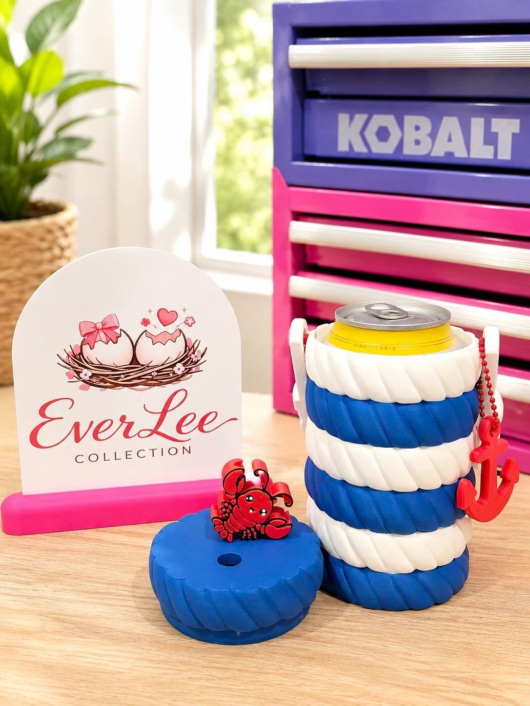 Boat Theme Can Cooler/Holder & Anchor Keychain