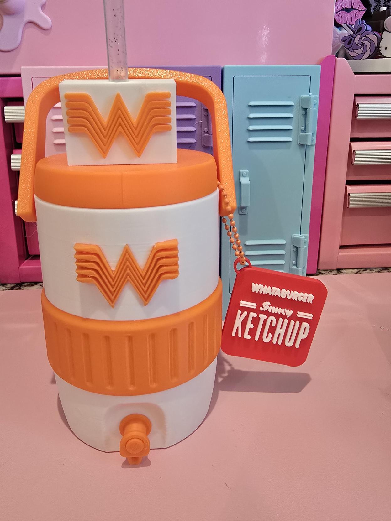 Whataburger Can Koozie with Straw Topper & Can Opener Keychain