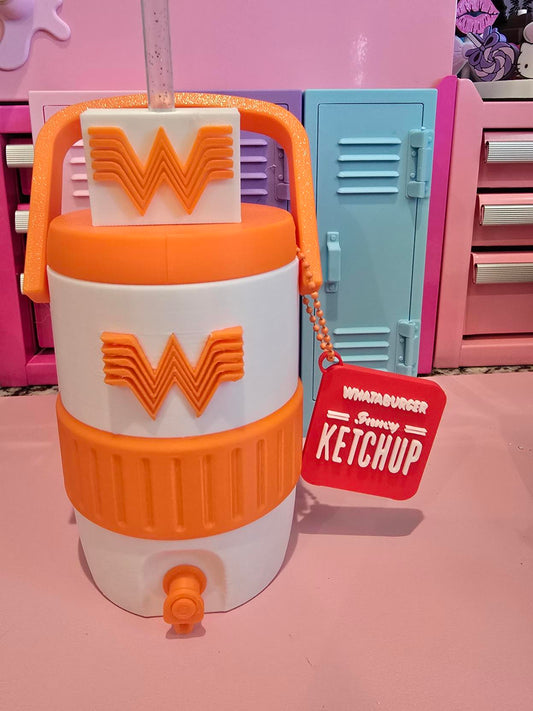 Whataburger Can Koozie with Straw Topper & Can Opener Keychain