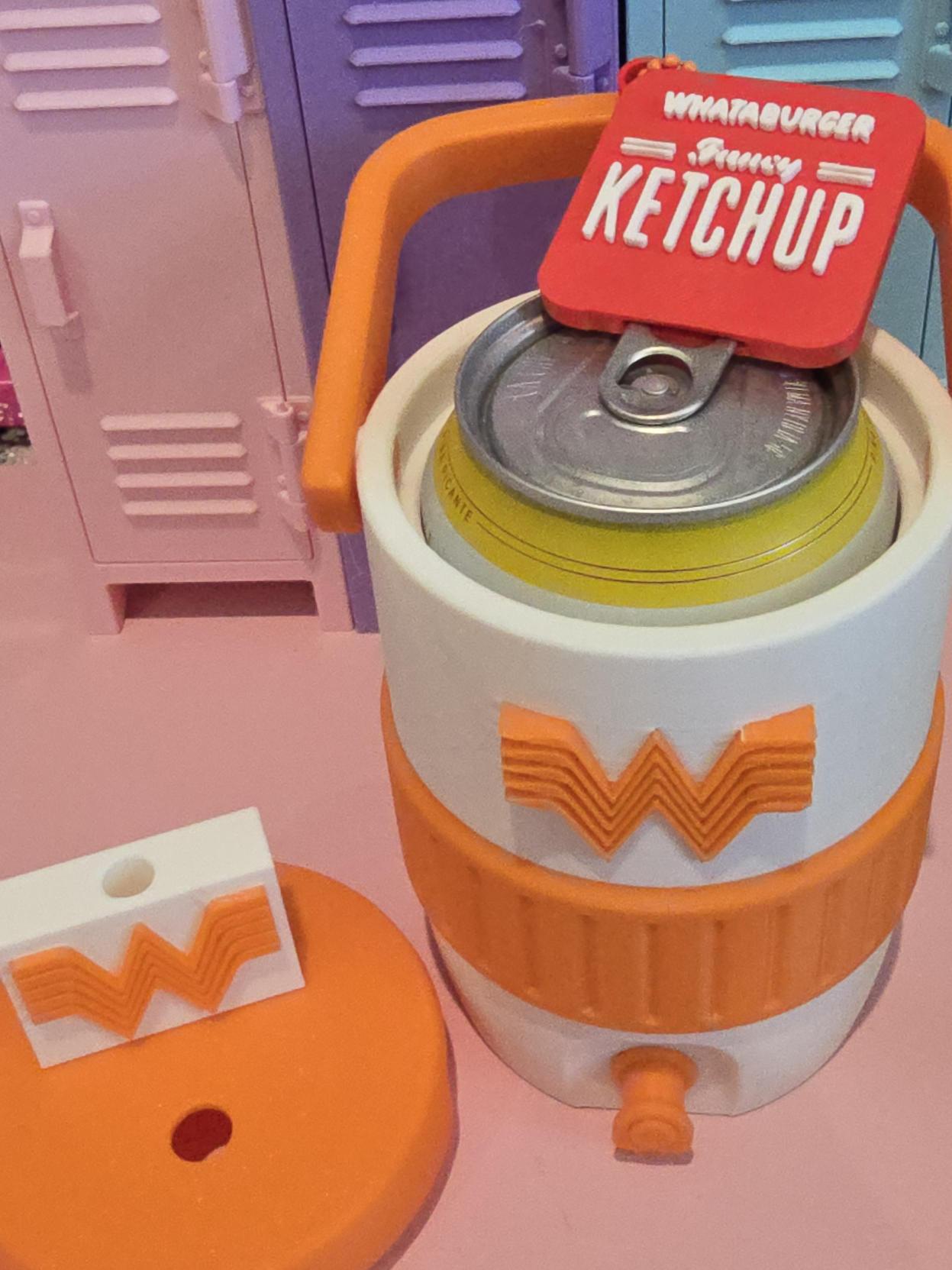 Whataburger Can Koozie with Straw Topper & Can Opener Keychain