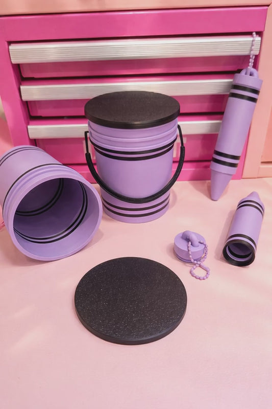 Mini Crayon Bucket & Crayon Keychain Set | Cute Desk Organizer | Teacher Gift | Kids Storage | 3D Printed Crayon Holder